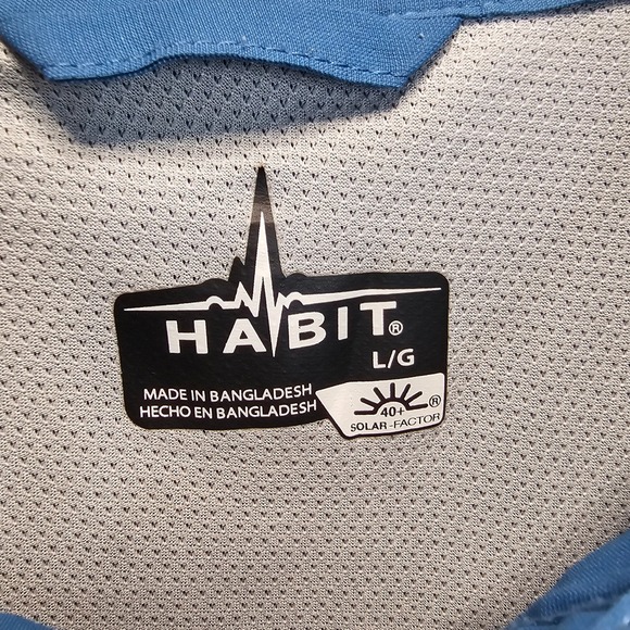 HABIT Mens Blue Short Sleeve Fishing Shirt Size L Solar Factor - Picture 3 of 6